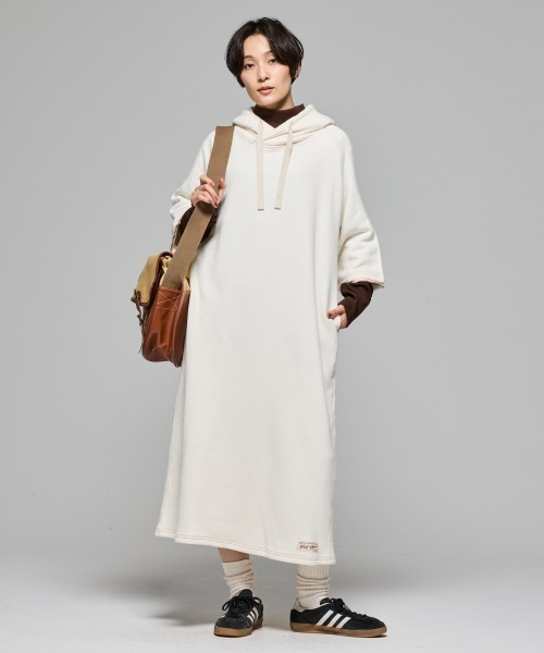 KRIFF MAYER Lady's Collection（クリフメイヤーレディースコレクション）の「【綿100％】ざっくり裏毛7分袖ワンピース（ワンピース・レディース・イエロー/ベージュ/グレー/ナチュラル/カラフル/ブラック/パープル・MEDIUM/LARGE）」の11枚目の写真