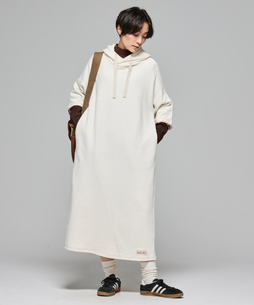 KRIFF MAYER Lady's Collection（クリフメイヤーレディースコレクション）の「【綿100％】ざっくり裏毛7分袖ワンピース（ワンピース・レディース・イエロー/ベージュ/グレー/ナチュラル/カラフル/ブラック/パープル・MEDIUM/LARGE）」の12枚目の写真