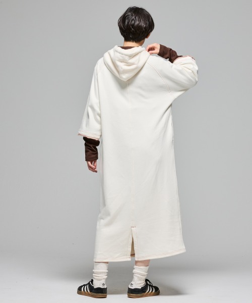 KRIFF MAYER Lady's Collection（クリフメイヤーレディースコレクション）の「【綿100％】ざっくり裏毛7分袖ワンピース（ワンピース・レディース・イエロー/ベージュ/グレー/ナチュラル/カラフル/ブラック/パープル・MEDIUM/LARGE）」の13枚目の写真