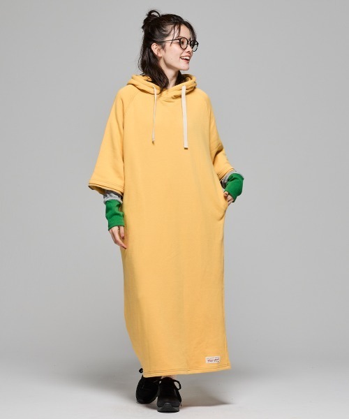 KRIFF MAYER Lady's Collection（クリフメイヤーレディースコレクション）の「【綿100％】ざっくり裏毛7分袖ワンピース（ワンピース・レディース・イエロー/ベージュ/グレー/ナチュラル/カラフル/ブラック/パープル・MEDIUM/LARGE）」の15枚目の写真