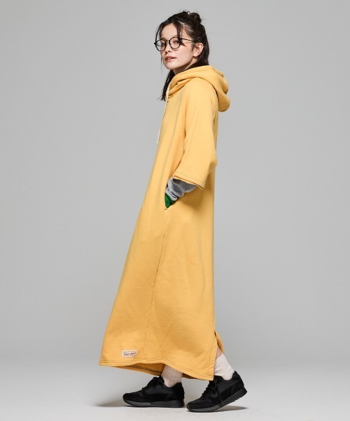 KRIFF MAYER Lady's Collection（クリフメイヤーレディースコレクション）の「【綿100％】ざっくり裏毛7分袖ワンピース（ワンピース・レディース・イエロー/ベージュ/グレー/ナチュラル/カラフル/ブラック/パープル・MEDIUM/LARGE）」の16枚目の写真