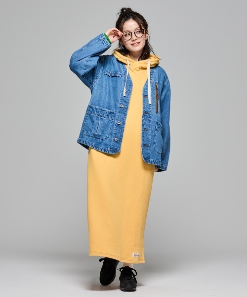 KRIFF MAYER Lady's Collection（クリフメイヤーレディースコレクション）の「【綿100％】ざっくり裏毛7分袖ワンピース（ワンピース・レディース・イエロー/ベージュ/グレー/ナチュラル/カラフル/ブラック/パープル・MEDIUM/LARGE）」の17枚目の写真