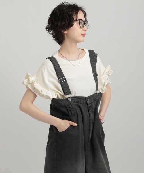 GEORGE'S（ジョージズ）の「ピグメントフリルカットソー（Tシャツ/カットソー・レディース・クリアレッド/オフホワイト/チャコールグレー・SMALL/MEDIUM）」の6枚目の写真