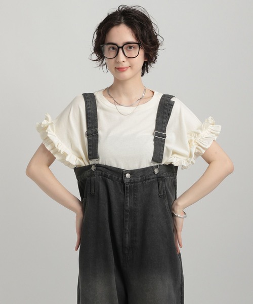 GEORGE'S（ジョージズ）の「ピグメントフリルカットソー（Tシャツ/カットソー・レディース・クリアレッド/オフホワイト/チャコールグレー・SMALL/MEDIUM）」の7枚目の写真