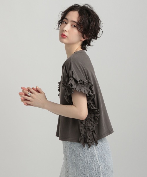 GEORGE'S（ジョージズ）の「ピグメントフリルカットソー（Tシャツ/カットソー・レディース・クリアレッド/オフホワイト/チャコールグレー・SMALL/MEDIUM）」の12枚目の写真