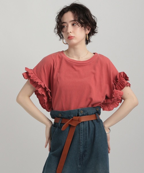 GEORGE'S（ジョージズ）の「ピグメントフリルカットソー（Tシャツ/カットソー・レディース・クリアレッド/オフホワイト/チャコールグレー・SMALL/MEDIUM）」の20枚目の写真