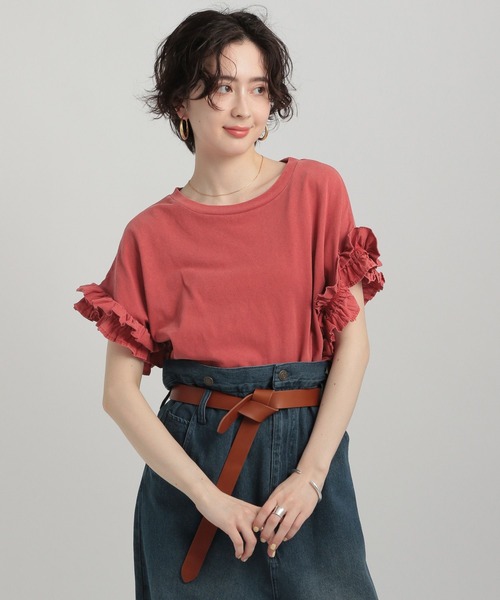 GEORGE'S（ジョージズ）の「ピグメントフリルカットソー（Tシャツ/カットソー・レディース・クリアレッド/オフホワイト/チャコールグレー・SMALL/MEDIUM）」の21枚目の写真
