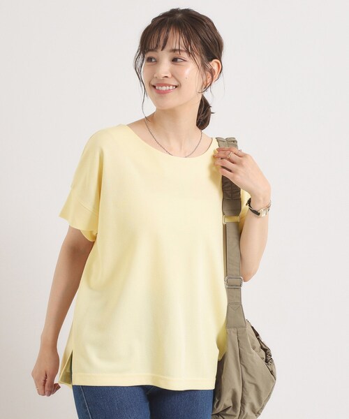 ITS'DEMO（イッツデモ）の「【接触冷感／吸水速乾／洗濯機OK】サカリバ袖タックプルオーバー（Tシャツ/カットソー・レディース・ブルーグリーン/ライトイエロー系/ピンク/レッド系1/オフホワイト/サックスブルー/オリーブ/ブラック/ナチュラル/ブルー・00）」の9枚目の写真