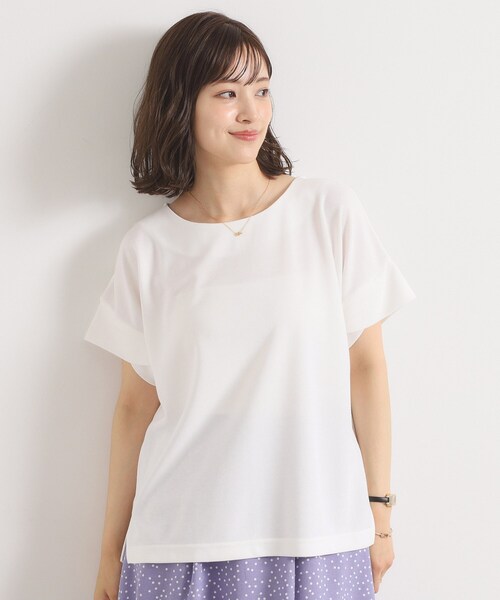 ITS'DEMO（イッツデモ）の「【接触冷感／吸水速乾／洗濯機OK】サカリバ袖タックプルオーバー（Tシャツ/カットソー・レディース・ブルーグリーン/ライトイエロー系/ピンク/レッド系1/オフホワイト/サックスブルー/オリーブ/ブラック/ナチュラル/ブルー・00）」の2枚目の写真