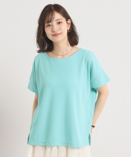 ITS'DEMO（イッツデモ）の「【接触冷感／吸水速乾／洗濯機OK】サカリバ袖タックプルオーバー（Tシャツ/カットソー・レディース・ブルーグリーン/ライトイエロー系/ピンク/レッド系1/オフホワイト/サックスブルー/オリーブ/ブラック/ナチュラル/ブルー・00）」の8枚目の写真