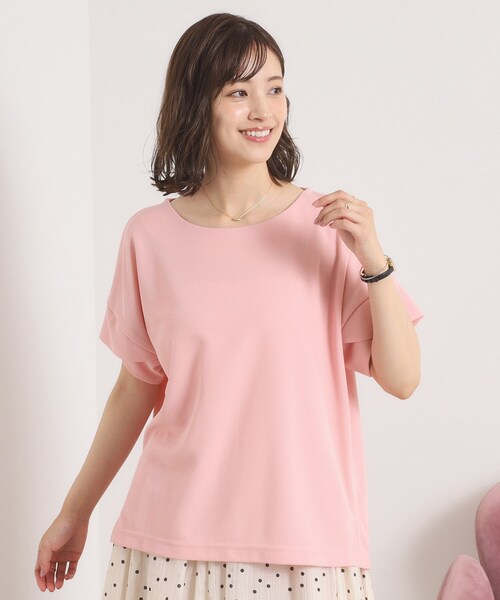 ITS'DEMO（イッツデモ）の「【接触冷感／吸水速乾／洗濯機OK】サカリバ袖タックプルオーバー（Tシャツ/カットソー・レディース・ブルーグリーン/ライトイエロー系/ピンク/レッド系1/オフホワイト/サックスブルー/オリーブ/ブラック/ナチュラル/ブルー・00）」の10枚目の写真