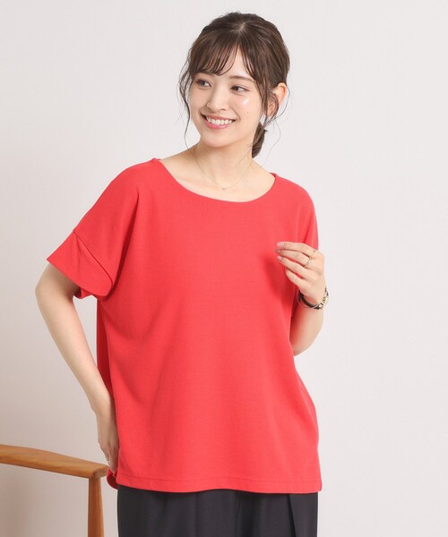 ITS'DEMO（イッツデモ）の「【接触冷感／吸水速乾／洗濯機OK】サカリバ袖タックプルオーバー（Tシャツ/カットソー・レディース・ブルーグリーン/ライトイエロー系/ピンク/レッド系1/オフホワイト/サックスブルー/オリーブ/ブラック/ナチュラル/ブルー・00）」の18枚目の写真