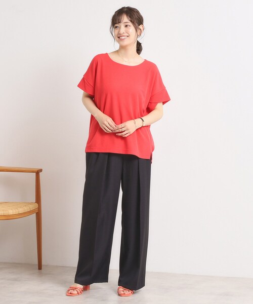 ITS'DEMO（イッツデモ）の「【接触冷感／吸水速乾／洗濯機OK】サカリバ袖タックプルオーバー（Tシャツ/カットソー・レディース・ブルーグリーン/ライトイエロー系/ピンク/レッド系1/オフホワイト/サックスブルー/オリーブ/ブラック/ナチュラル/ブルー・00）」の19枚目の写真