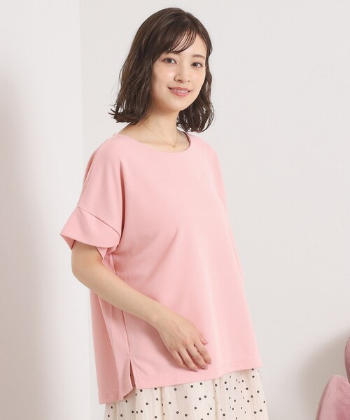 ITS'DEMO（イッツデモ）の「【接触冷感／吸水速乾／洗濯機OK】サカリバ袖タックプルオーバー（Tシャツ/カットソー・レディース・ブルーグリーン/ライトイエロー系/ピンク/レッド系1/オフホワイト/サックスブルー/オリーブ/ブラック/ナチュラル/ブルー・00）」の21枚目の写真