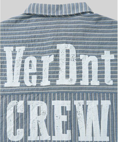 Verdnt（バーダント）の「マルチストライプバックロゴシャツ（シャツ/ブラウス・メンズ・ベージュ/ブルー・LARGE/MEDIUM）」の8枚目の写真