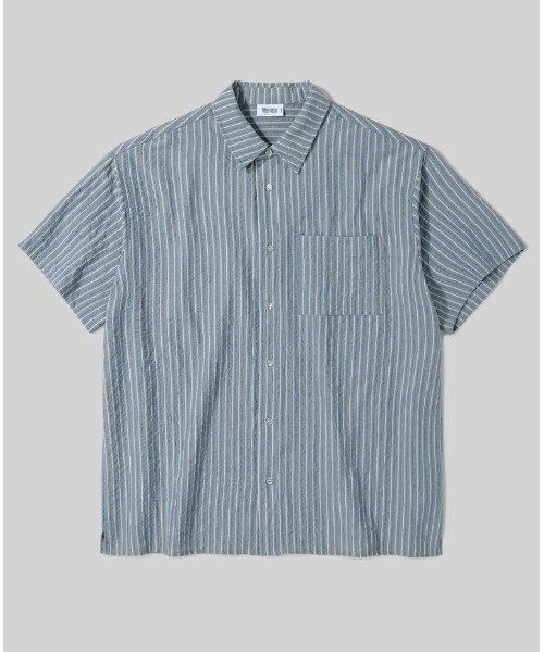 Verdnt（バーダント）の「マルチストライプバックロゴシャツ（シャツ/ブラウス・メンズ・ベージュ/ブルー・LARGE/MEDIUM）」の10枚目の写真