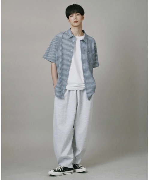 Verdnt（バーダント）の「マルチストライプバックロゴシャツ（シャツ/ブラウス・メンズ・ベージュ/ブルー・LARGE/MEDIUM）」の11枚目の写真