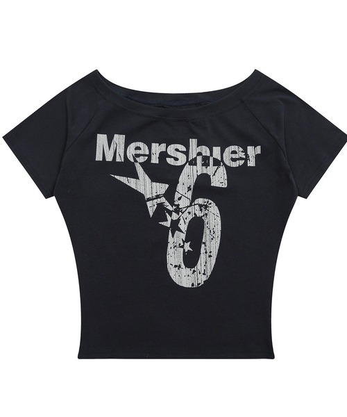 MEMECLE(メメクル)の「【 MEMECLE / メメクル 】レトロロゴ ナンバーシックスプリントオフショルカットソー(Tシャツ/カットソー・レディース・ネイビー/イエロー/ホワイト/グレー・SMALL/MEDIUM)」の21枚目の写真
