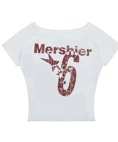 MEMECLE(メメクル)の「【 MEMECLE / メメクル 】レトロロゴ ナンバーシックスプリントオフショルカットソー(Tシャツ/カットソー・レディース・ネイビー/イエロー/ホワイト/グレー・SMALL/MEDIUM)」の22枚目の写真