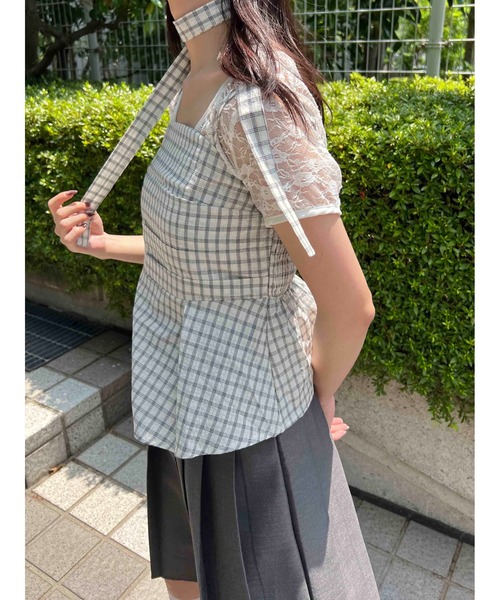 WC（ダブル シー）の「《2点セット》チョーカーセットチェックキャミソール（その他トップス・レディース・ブラック/ホワイト・FREE）」の13枚目の写真