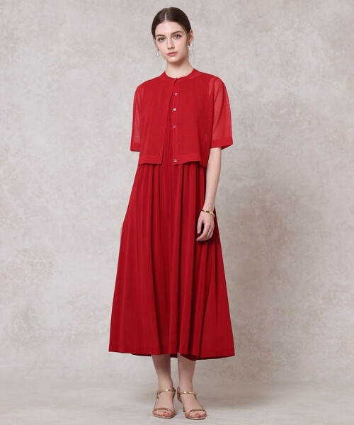 ANAYI(アナイ)の「ハーフスリーブシアークルー カーディガン(カーディガン/ボレロ・レディース・レッド/ホワイト/チャコールグレー/ブラック・38/36)」の14枚目の写真