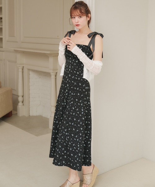 花柄　キャミワンピ　リボン付き　未使用タグ付き セール】flower pattern ribbon cami onepiece / 花柄リボン