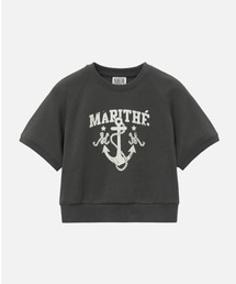 MARITHE + FRANCOIS GIRBAUD（マリテフランソワジルボー）の「W MARINE LOGO SWEAT HALF TEE（Tシャツ/カットソー）」