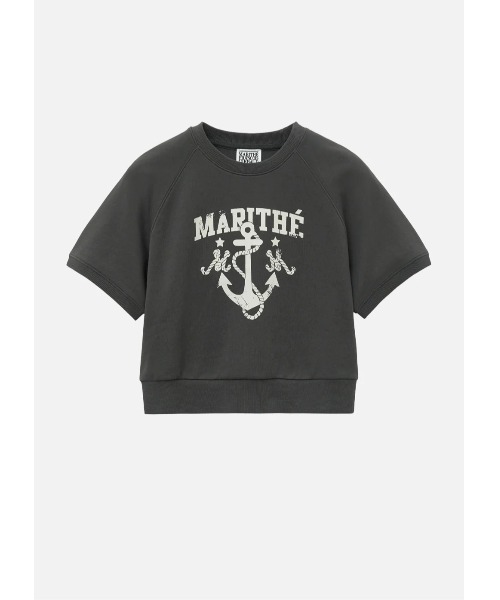 MARITHE + FRANCOIS GIRBAUD（マリテフランソワジルボー）の「W MARINE LOGO SWEAT HALF TEE（Tシャツ/カットソー・レディース・チャコール/ヘザーグレー・SMALL/MEDIUM）」の8枚目の写真