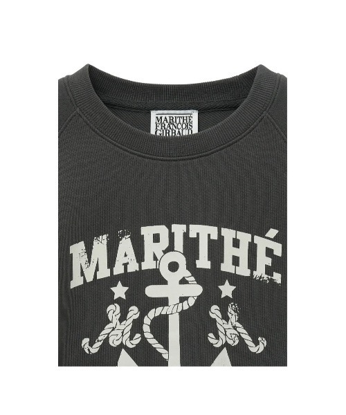 カジュアル マリテフランソワジルボー ボーダー切替デザインレーヨンTシャツ 青白S 【レディース】 Marithe + Francois Girbaud マリテフランソワジルボー ニットT