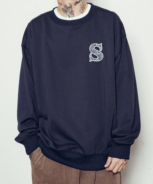 Subciety（サブサエティ）の「Paisley patched sweatshirt（スウェット・メンズ・アッシュグレー/ブラック/ネイビー・SMALL/MEDIUM/LARGE/X-LARGE）」の3枚目の写真