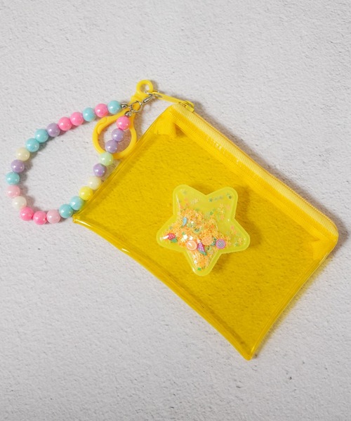 Jelly moo（ジェリームー）の「【 Jelly moo / ジェリームー 】 カラフル ビニール クリア 星柄 ポーチ（ポーチ・キッズ・ブルー/ピンク/パープル/イエロー・FREE）」の3枚目の写真