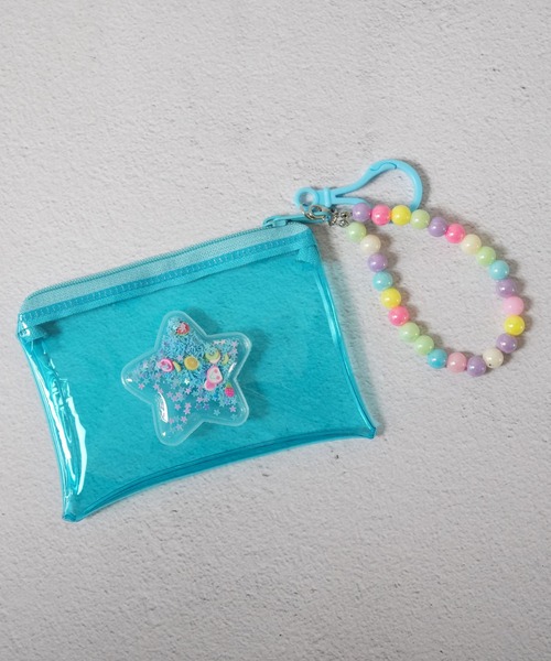 Jelly moo（ジェリームー）の「【 Jelly moo / ジェリームー 】 カラフル ビニール クリア 星柄 ポーチ（ポーチ・キッズ・ブルー/ピンク/パープル/イエロー・FREE）」の5枚目の写真
