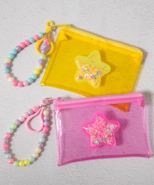 Jelly moo（ジェリームー）の「【 Jelly moo / ジェリームー 】 カラフル ビニール クリア 星柄 ポーチ（ポーチ・キッズ・ブルー/ピンク/パープル/イエロー・FREE）」の13枚目の写真