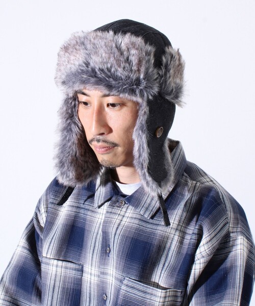 GLOSTER（グロスター）の「【GLOSTER/グロスター】フライトキャップ 2WAY ナイロン/デニム（キャップ・メンズ・チャコールグレー/ブラック/オリーブ/インディゴブルー・FREE）」の4枚目の写真