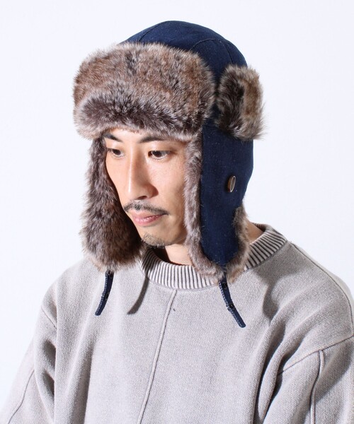 GLOSTER（グロスター）の「【GLOSTER/グロスター】フライトキャップ 2WAY ナイロン/デニム（キャップ・メンズ・チャコールグレー/ブラック/オリーブ/インディゴブルー・FREE）」の5枚目の写真