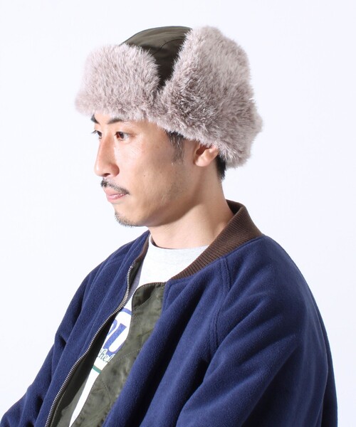 GLOSTER（グロスター）の「【GLOSTER/グロスター】フライトキャップ 2WAY ナイロン/デニム（キャップ・メンズ・チャコールグレー/ブラック/オリーブ/インディゴブルー・FREE）」の9枚目の写真