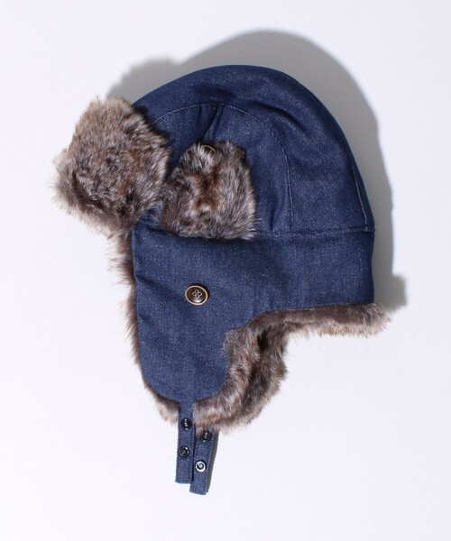 GLOSTER（グロスター）の「【GLOSTER/グロスター】フライトキャップ 2WAY ナイロン/デニム（キャップ・メンズ・チャコールグレー/ブラック/オリーブ/インディゴブルー・FREE）」の11枚目の写真