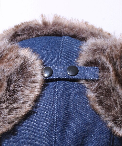 GLOSTER（グロスター）の「【GLOSTER/グロスター】フライトキャップ 2WAY ナイロン/デニム（キャップ・メンズ・チャコールグレー/ブラック/オリーブ/インディゴブルー・FREE）」の13枚目の写真