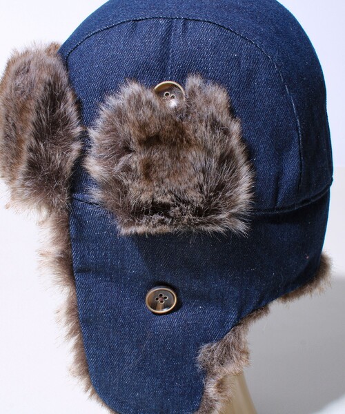 GLOSTER（グロスター）の「【GLOSTER/グロスター】フライトキャップ 2WAY ナイロン/デニム（キャップ・メンズ・チャコールグレー/ブラック/オリーブ/インディゴブルー・FREE）」の15枚目の写真