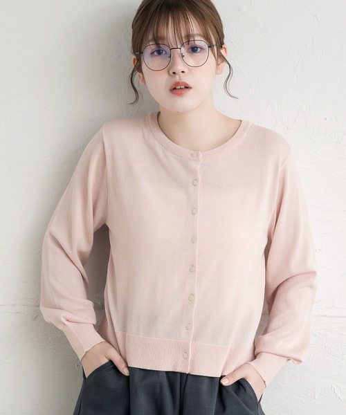 RETRO GIRL（レトロガール）の「クルーネックチビ釦カーデ（カーディガン/ボレロ・レディース・ブラック/ブラウン/イエロー/ピンク/ナチュラル・FREE）」の5枚目の写真