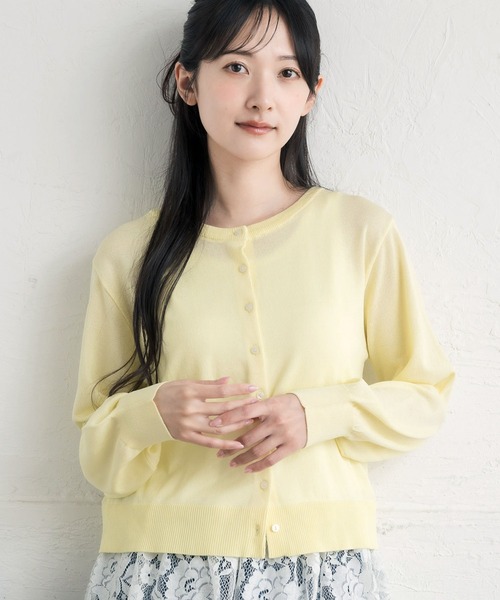 RETRO GIRL（レトロガール）の「クルーネックチビ釦カーデ（カーディガン/ボレロ・レディース・ブラック/ブラウン/イエロー/ピンク/ナチュラル・FREE）」の4枚目の写真