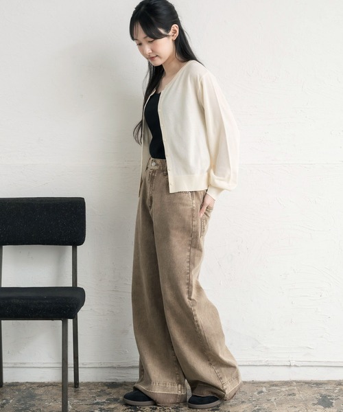 RETRO GIRL（レトロガール）の「クルーネックチビ釦カーデ（カーディガン/ボレロ・レディース・ブラック/ブラウン/イエロー/ピンク/ナチュラル・FREE）」の20枚目の写真