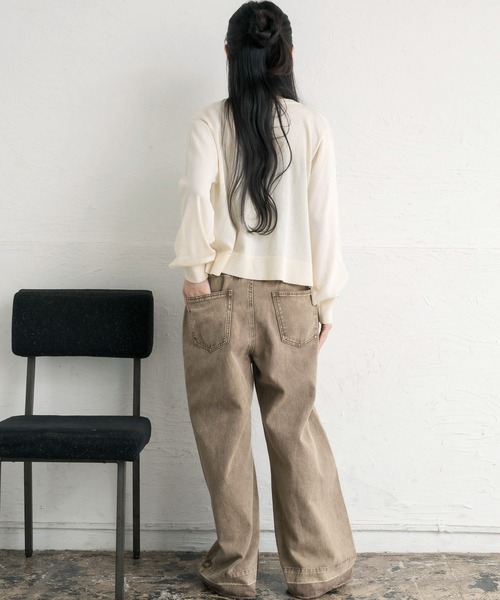 RETRO GIRL（レトロガール）の「クルーネックチビ釦カーデ（カーディガン/ボレロ・レディース・ブラック/ブラウン/イエロー/ピンク/ナチュラル・FREE）」の22枚目の写真