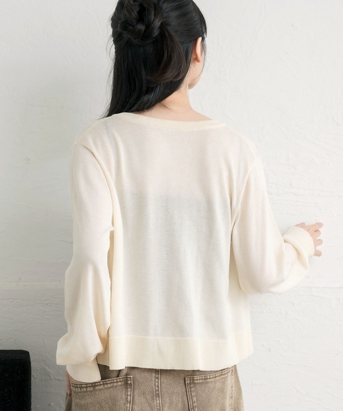 RETRO GIRL（レトロガール）の「クルーネックチビ釦カーデ（カーディガン/ボレロ・レディース・ブラック/ブラウン/イエロー/ピンク/ナチュラル・FREE）」の16枚目の写真