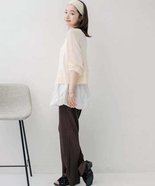 RETRO GIRL（レトロガール）の「クルーネックチビ釦カーデ（カーディガン/ボレロ・レディース・ブラック/ブラウン/イエロー/ピンク/ナチュラル・FREE）」の11枚目の写真