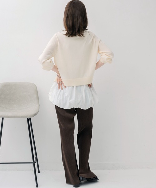 RETRO GIRL（レトロガール）の「クルーネックチビ釦カーデ（カーディガン/ボレロ・レディース・ブラック/ブラウン/イエロー/ピンク/ナチュラル・FREE）」の12枚目の写真