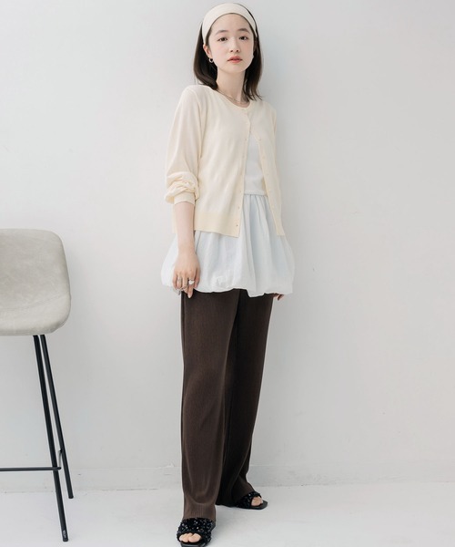 RETRO GIRL（レトロガール）の「クルーネックチビ釦カーデ（カーディガン/ボレロ・レディース・ブラック/ブラウン/イエロー/ピンク/ナチュラル・FREE）」の10枚目の写真