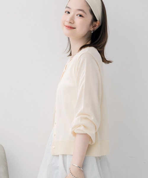 RETRO GIRL（レトロガール）の「クルーネックチビ釦カーデ（カーディガン/ボレロ・レディース・ブラック/ブラウン/イエロー/ピンク/ナチュラル・FREE）」の7枚目の写真