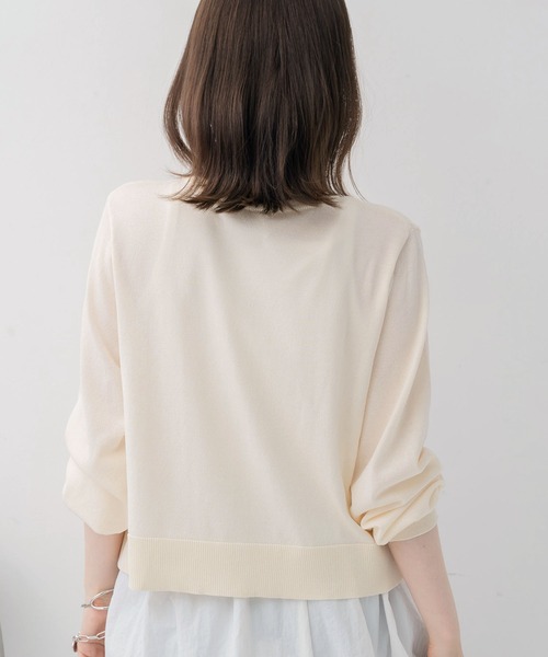 RETRO GIRL（レトロガール）の「クルーネックチビ釦カーデ（カーディガン/ボレロ・レディース・ブラック/ブラウン/イエロー/ピンク/ナチュラル・FREE）」の8枚目の写真