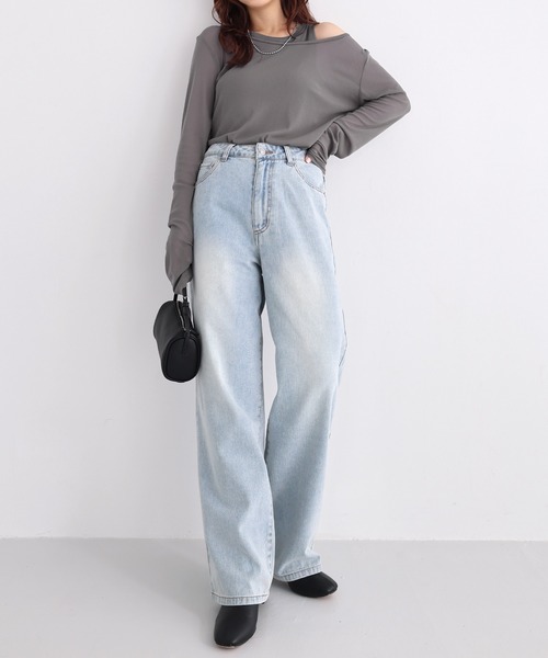 Freesia by andme（フリージアバイアンドミー）の「シアータンクレイヤード長袖トップス（Tシャツ/カットソー・レディース・グレー/オフホワイト/ブラウン/ブラック・FREE）」の21枚目の写真